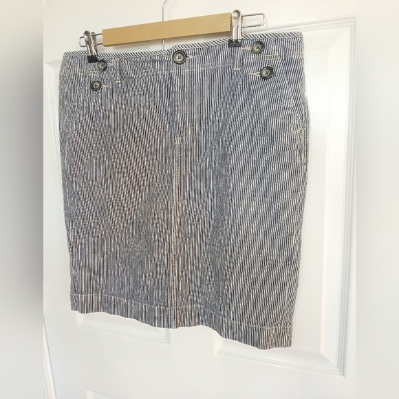 GAP Dresses & Skirts - GAP Navy and White Striped Pencil Skirt Denim Coastal Grandma Beach Casual Prep